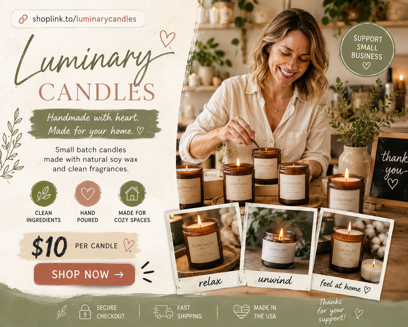 Handmade candles store money link example